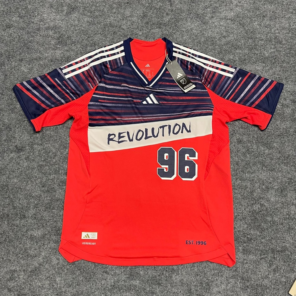 New England Revolution Jersey Mens Medium Red Adidas Authentic Third Kit Archive